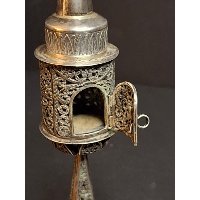 Antique Imperial 84 Silver Besamim Spice Tower Fabergé Kf Judaica 134g For Sale - Image 9 of 16