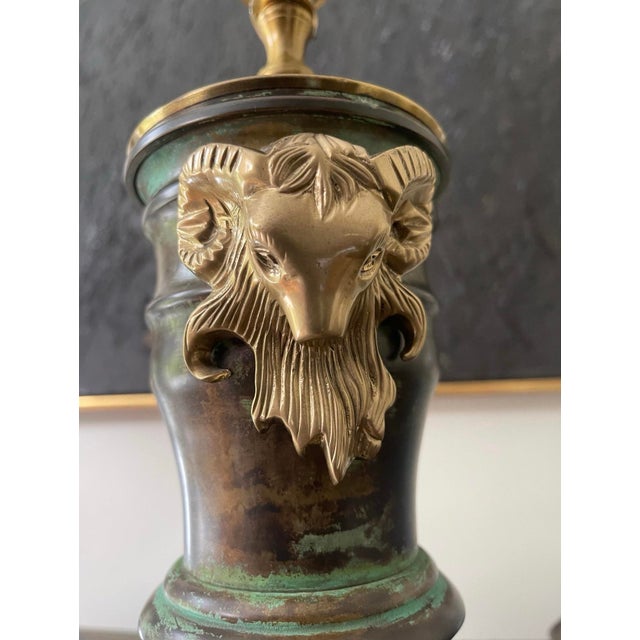 Vintage Wildwood Brass Rams Head Lamp For Sale - Image 10 of 10
