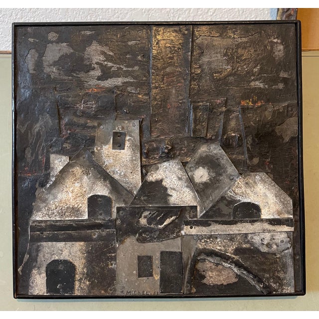 Fernand Michel, French Outsider Art Brut Mixed Media Zinc Assemblage Sculpture Collage Painting, 1963 For Sale - Image 9 of 9