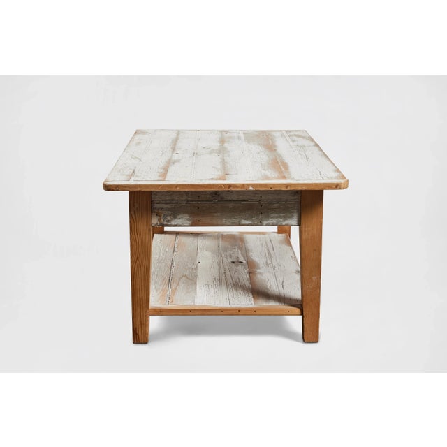 John Hall Distressed-Painted White Oak Coffee Table For Sale - Image 4 of 8