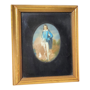 Antique 1800's Miniature Mini Original Painting Portrait the Blue Boy Original