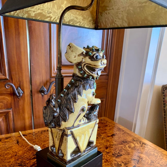 Yellow Foo Dog Sculpture Lamp For Sale - Image 12 of 14