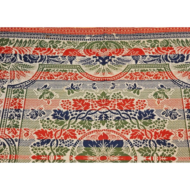 Mid-19th Century American Jacquard Coverlet With Floral & Bird Design For Sale - Image 9 of 12