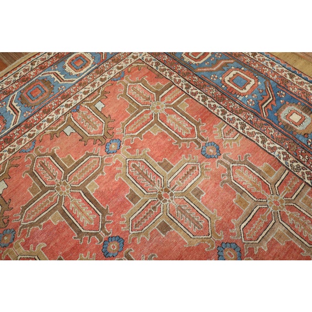Red Zabihi Collection Antique Persian Bakshaish Rug - 12'4" x 14'7" For Sale - Image 8 of 12