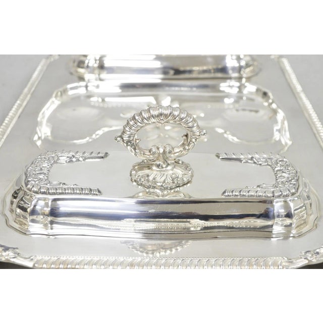Vintage Victorian Silver Plated Meat Serving Platter Tray W/ Covered Dishes For Sale - Image 4 of 18