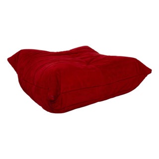 Togo Stool in Alcantara Red Coral Fabric by Michel Ducaroy for Ligne Roset For Sale