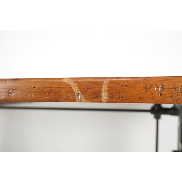 Mid 20th Century Reproduction Solid Wood Cast Iron Drafting Table For Sale - Image 4 of 10