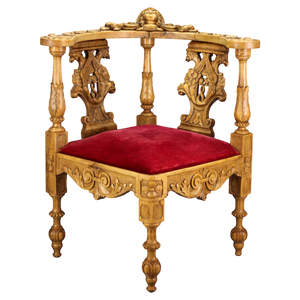 19th-Century French Louis XVI Style Carved Walnut Corner Chair