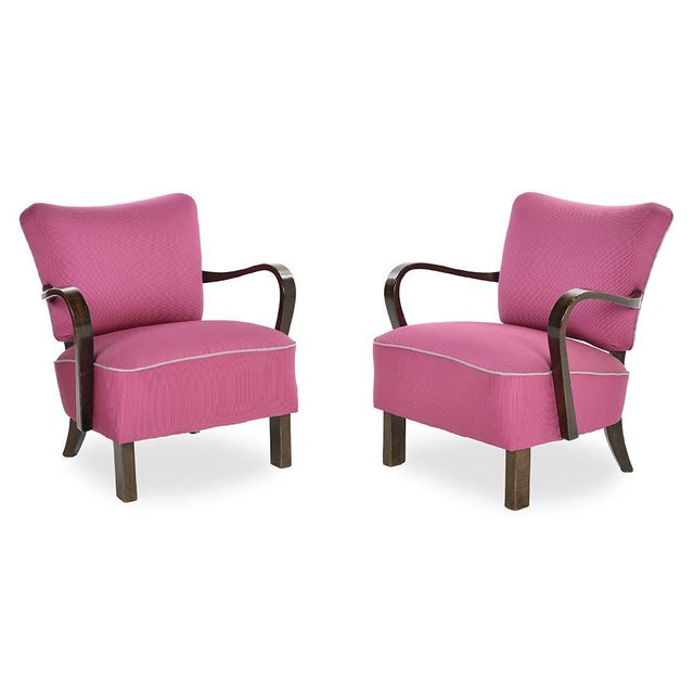 Textile Set of Art Deco Cocktail Chairs in Pink For Sale - Image 7 of 7