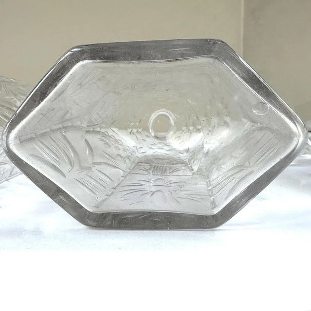 Pair English Harry Powell for Whitefriars Glass Spanish Cut Decanters For Sale - Image 11 of 12