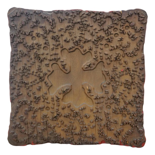 Antique French Wallpaper Printing Block Woodblock Stamp Press For Sale