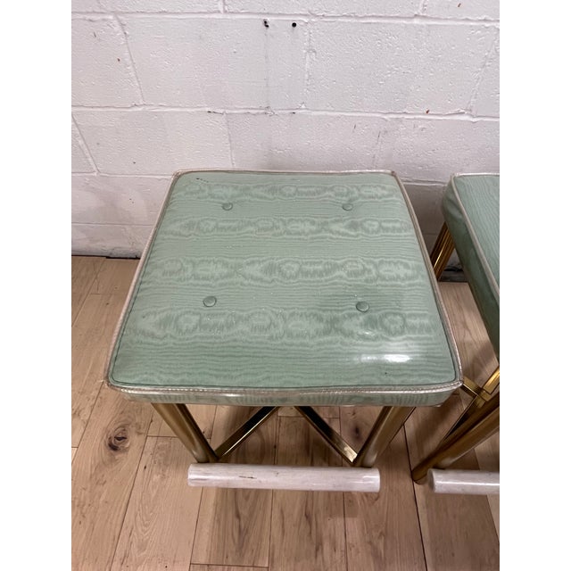 Brass Hollywood Regency Brass Stools, Vintage Seating, United States, 1970s For Sale - Image 8 of 11