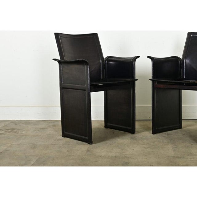 Vintage Italian Matteo Grassi Leather Armchairs - A Pair For Sale - Image 9 of 12