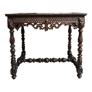 Antique French Breton Carved Oak Sofa Table Writing Library Desk Louis XIV C1890