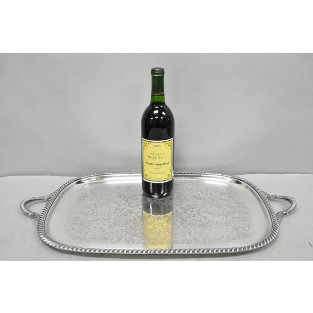 Vintage Sheffield Victorian Silver Plated Twin Handle Bar Serving Platter Tray. Circa Mid 20th Century. Measurements: 1" H...