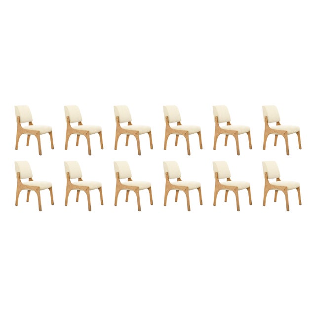 Arches II Dining Chairs in Oak and Bouclé from Insidherland, Set of 12 For Sale