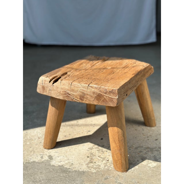 Small Side Table or Stool in Four-Legged Blond Teak For Sale - Image 12 of 18