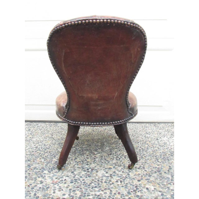 Brown Antique English Leather Child’s Chair For Sale - Image 8 of 17