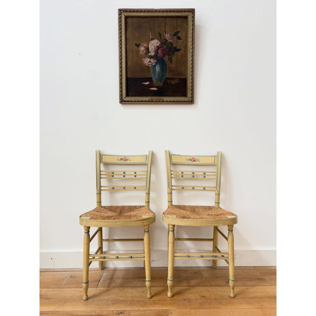 Textile Rush Seated Bedroom Chairs, 1800s, Set of 2 For Sale - Image 7 of 7