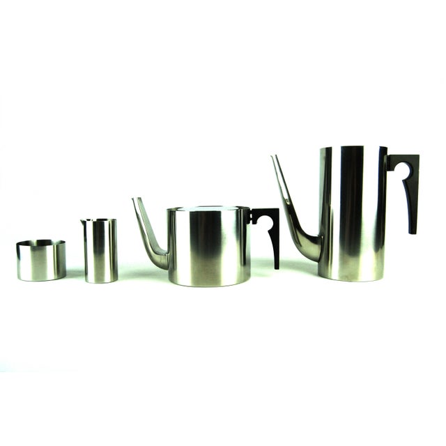 1960s Vintage Cylinda-Line Coffee and Tea Set by Arne Jacobsen for Stelton, Set of 4 For Sale - Image 5 of 10