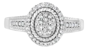 .925 Sterling Silver 1/3 Cttw Pave Set Round-Cut Diamond Braided Halo Cocktail Ring (I-J Color, I2-I3 Clarity) - Size 8