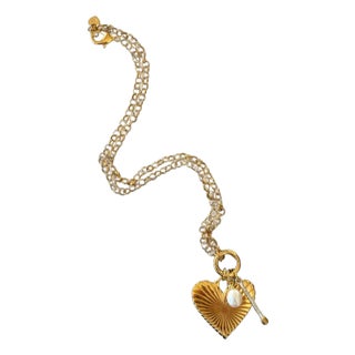 Percy Clip Necklace: Divine Spark Matchstick, Ribbed Heart of Gold, Cloud Pearl For Sale