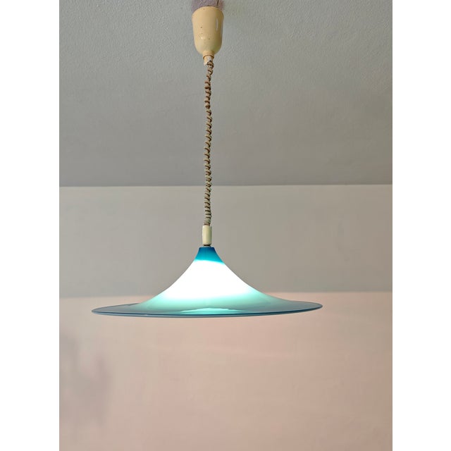 Italian Vintage Blue and White Murano Glass Pendant Lamp, 1960s For Sale - Image 6 of 12