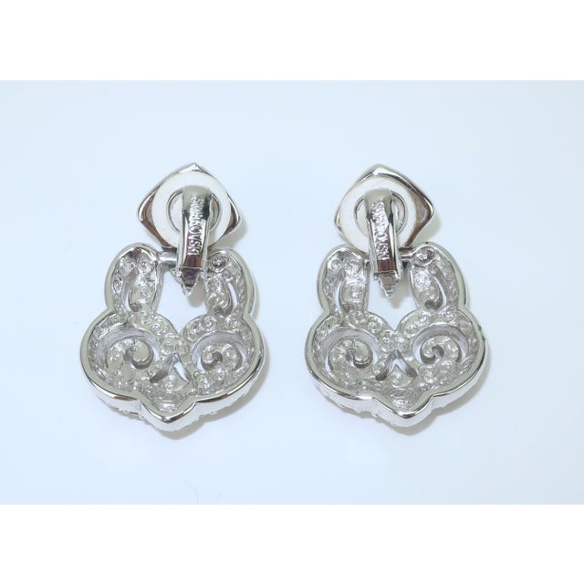 Swarovski Crystal Rhinestone & Pearl Door Knocker Earrings For Sale In Atlanta - Image 6 of 9