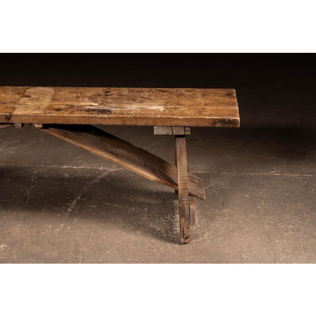 Primitive Pine Trestle Work Bench For Sale In Chicago - Image 6 of 12