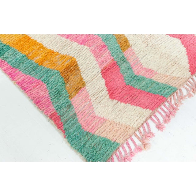 Tribal Geometric Modern Tribal Waves Soft White Rug "Blush Dune" by Doris Leslie Blau For Sale - Image 3 of 9
