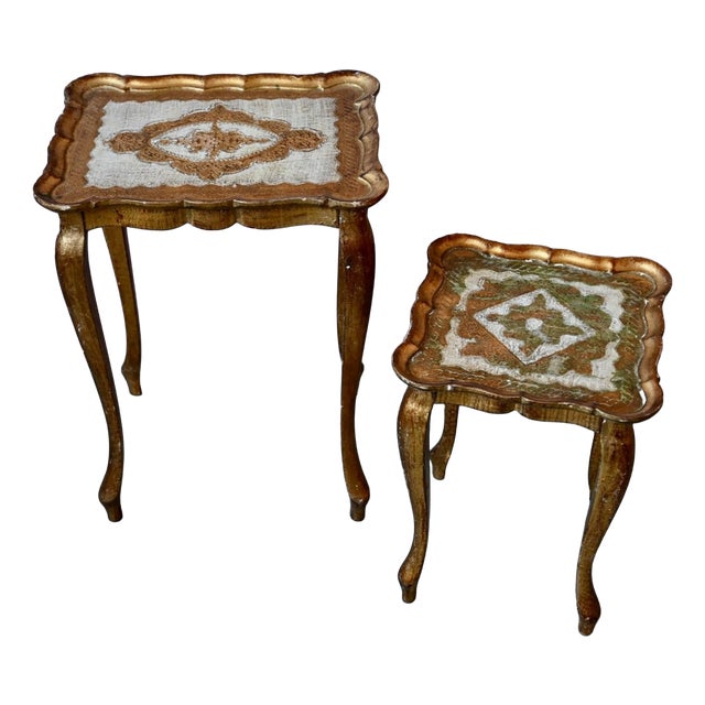 Florentine Baroque Style Gilded Nesting Tables, 1950s, Set of 2 For Sale