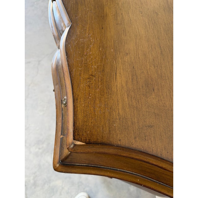 Vintage Italian Rococo Hollywood Regency Carved Wood Bombé Dresser With Butterfly Brass Handles For Sale - Image 9 of 12