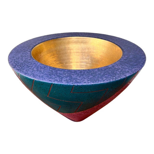 Postmodern Ceramic Decorative Center Bowl Signed by Japanese Artist Masuo Ojima. C 1980s For Sale