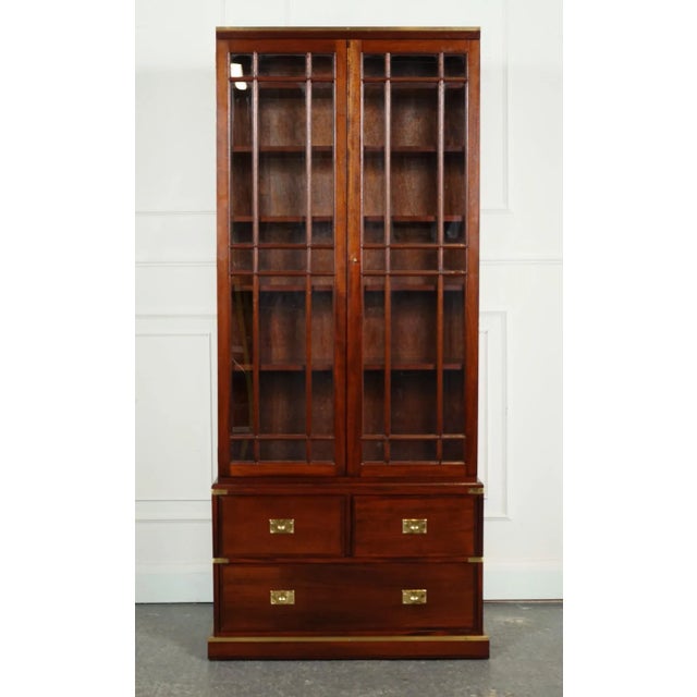 Brown Vintage Military Campaign Display Cabinet with Brass Fittings For Sale - Image 8 of 13