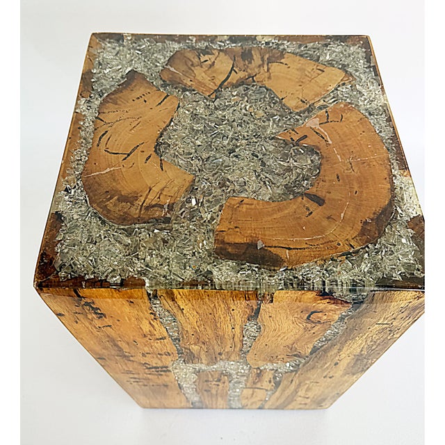 Mid 20th Century Vintage Side Drinks Table in Wood Embellished With Mixed Elements For Sale - Image 5 of 6