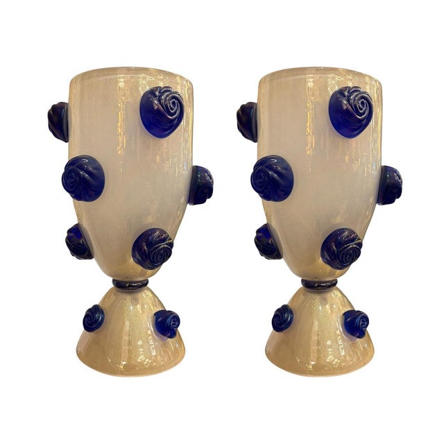 Lamps with Blue Murano Flowers by Carlo Colizza, 1980s, Set of 2 For Sale - Image 9 of 9