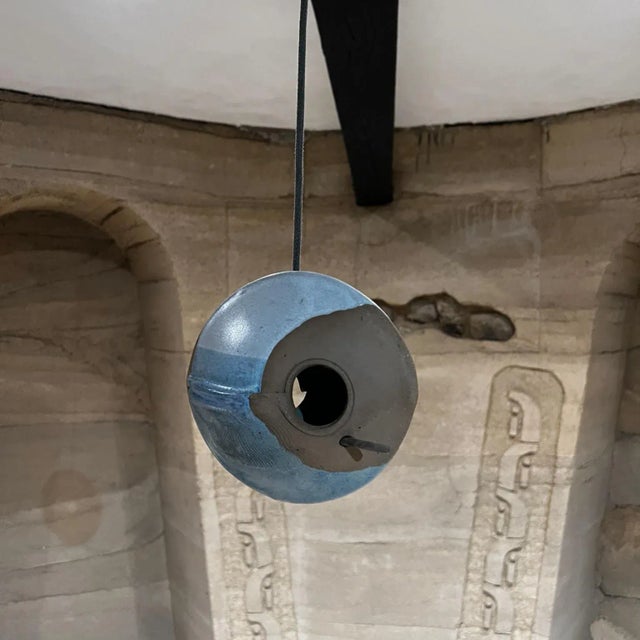 1960s Modernist Blue Bird Feeder Ceramic Art Pottery For Sale - Image 10 of 10