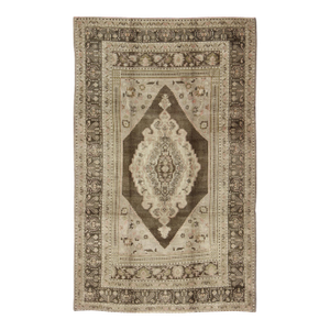 Green Brown, Taupe Turkish Vintage Oushak Rug 6'1 X9'8