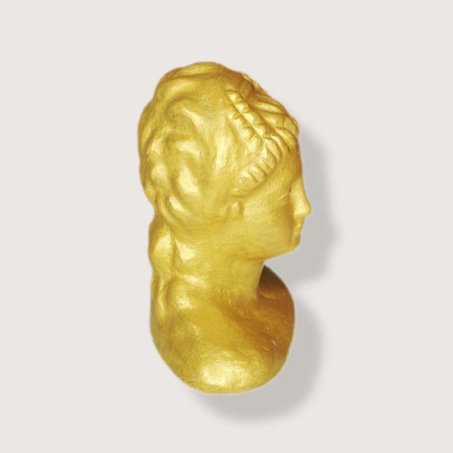 Traditional Vintage Italian Gold Clay Bust of a Woman For Sale - Image 3 of 7