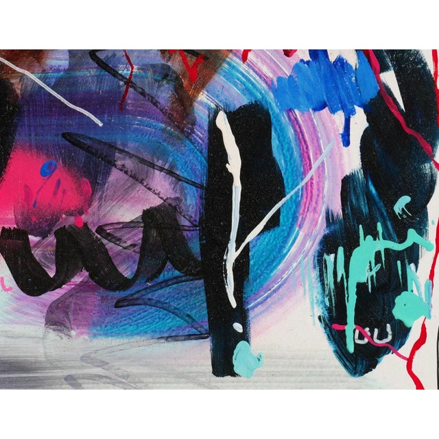 Baby Blue 2022 "Jazz Study Volume Three" Colorful Abstract Mixed Media Painting by David Hardaker For Sale - Image 8 of 13