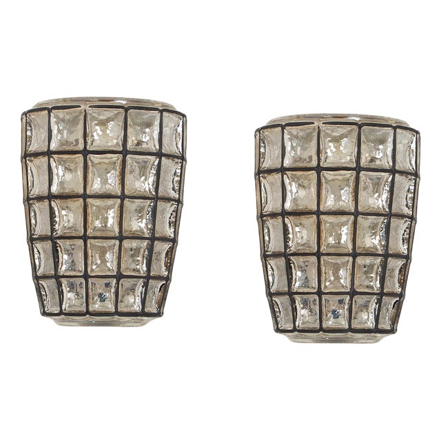 Wall Lights in Iron & Glass attributed to Limburg, Germany, 1960s, Set of 2 For Sale