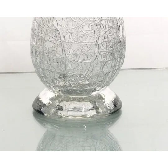 Hand Blown Studio Art Glass Sprung Crackle Vase - Clear and Signed "G" 1993 For Sale - Image 11 of 11