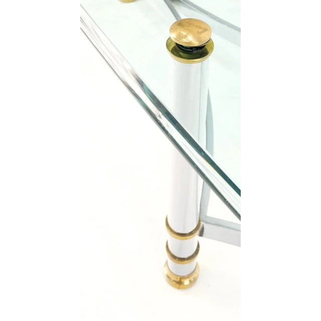 Transparent Brass Chrome Thick 3/4" Glass Top Mid Century Modern Oval Coffee Center Table For Sale - Image 8 of 13
