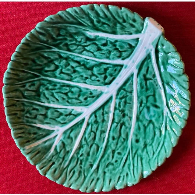 Vintage Cabbage or Lettuce Leaf Pottery Serving Plates Lettuceware - Set of 10 For Sale - Image 4 of 13