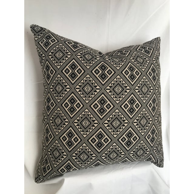 2010s Black & White Tribal Woven Ikat Pillow For Sale - Image 5 of 8