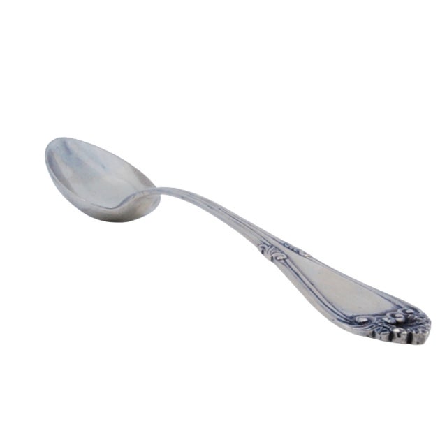 Silver Silver Rice and Serving Spoon with Crimped, Embossed Handle and Monogram Card For Sale - Image 8 of 10
