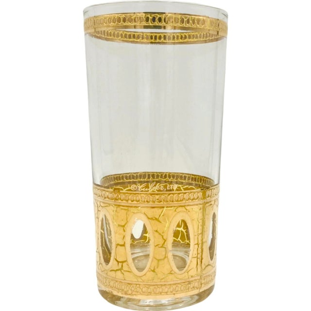 Glass Vintage Mid Century Modern Culver Antigua 22k Gold Highball Glasses - Set 4 For Sale - Image 7 of 9