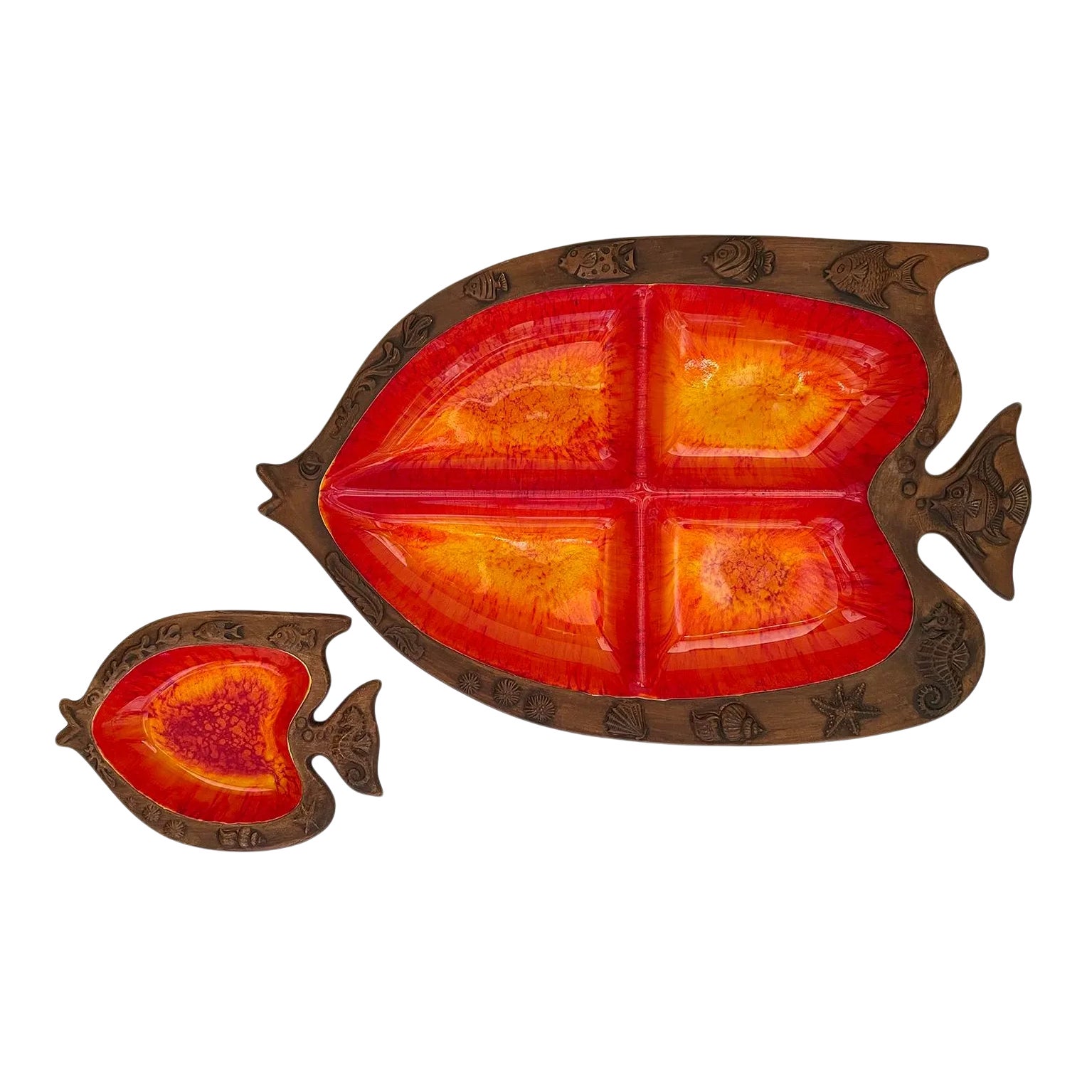 Vintage Treasure Craft Fish Dish Set- 2 Pieces | Chairish