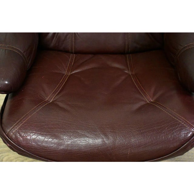 Danish Modern Leather Lounge Chair and Ottoman by Stouby For Sale - Image 9 of 11