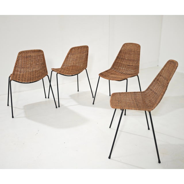 Vintage Basket Wicker Chairs by Legler for Bonacina Italia, 1950s, Set of 4 For Sale - Image 11 of 13